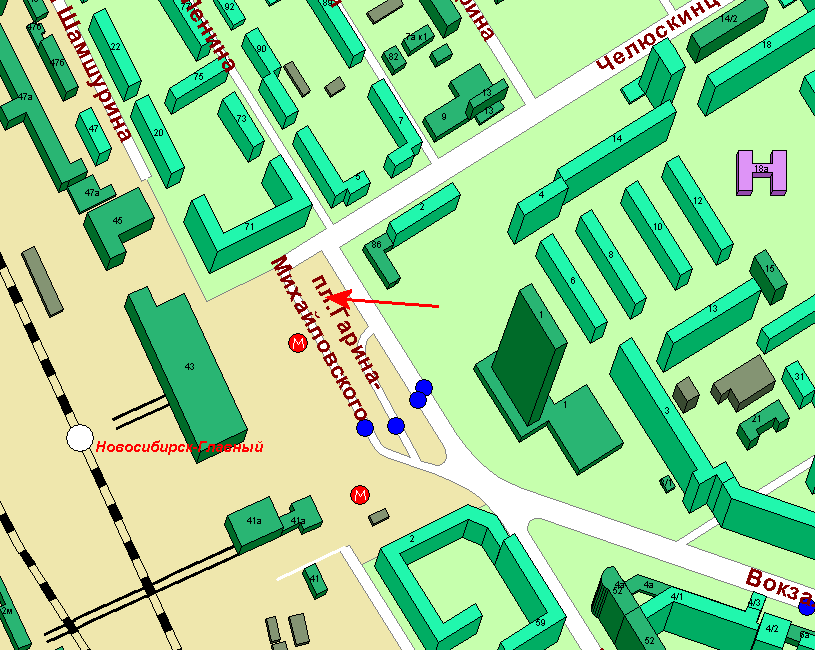 Карта новосибирска вокзал главный