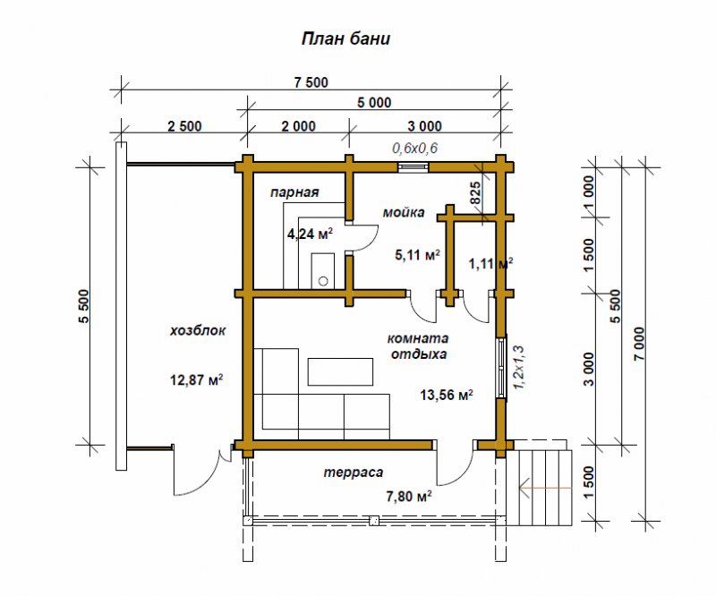 План модульной бани