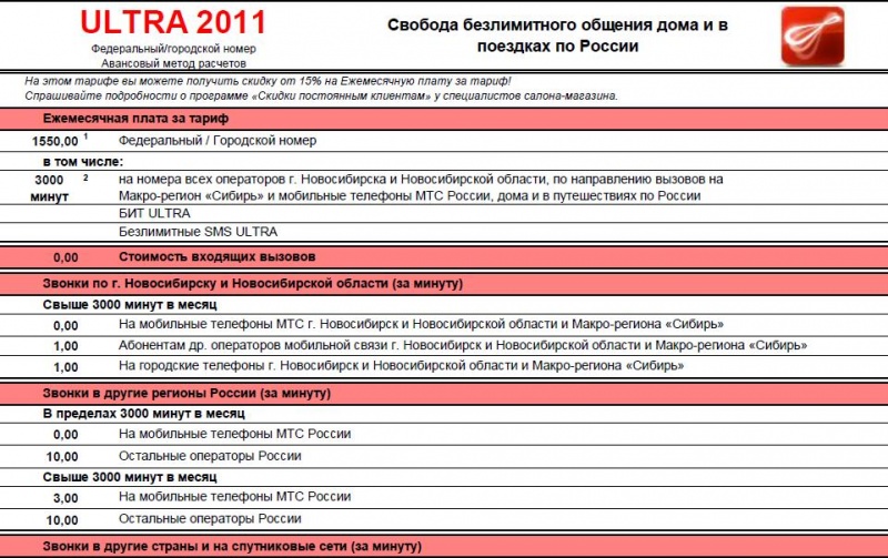 Тарифные планы мтс ставропольский край для пенсионеров