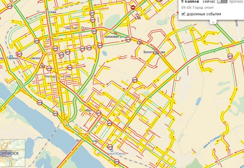 Пробки в новосибирске на данный момент карта